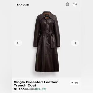 COACH Dark Brown Leather Trench Coat